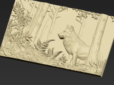 A Wolf in the Forest A124 3D print model