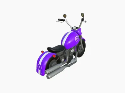 Motorcycle Cartoon A07 Purple - Custom Vehicle Design Low-poly 3D model
