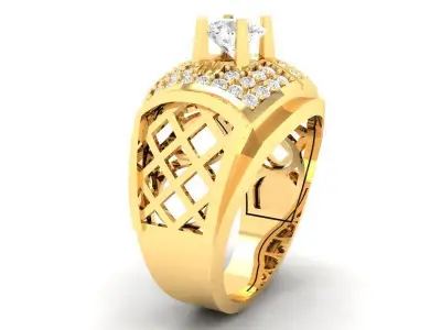 Luxury Grid Diamond Ring for Men 582 3D print model