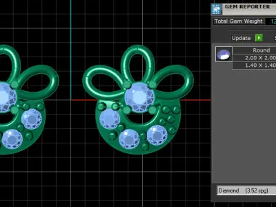 DIAMOND CLUSTER EARRING 3D PRINTABLE MODEL  3D print model