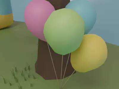 Birthday party Low-poly 3D model