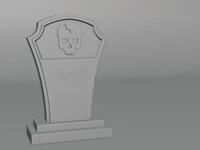 3D tombstone with skull 3D model