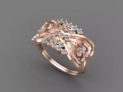 Womens Diamond Signet Ring Women Rings 3dmodels 3D print model 3D print model 57