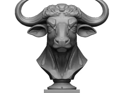 buffalo head bust 3D print model