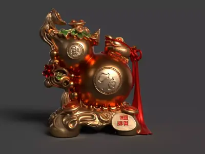 Chinese gourd   Low-poly 3D model