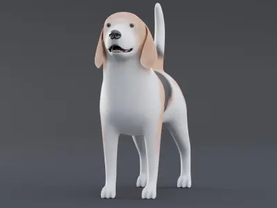 Dog Beagle Low Poly Model Game AR VR Low-poly 3D model