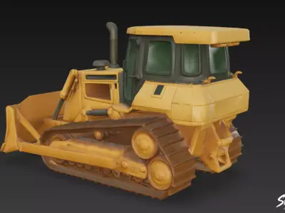 Bulldozer Low-poly 3D model