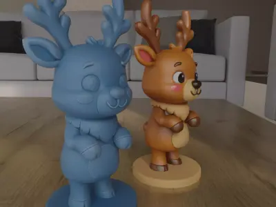 Cute Reindeer Figurine STL for 3D Printing 3D print model