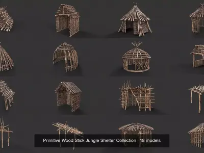 Primitive Wood Stick Jungle Shelter Collection