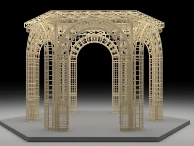 Gazebo Metal Dome Structure  Gazebo Dome hexagon structure  Arch 3D model