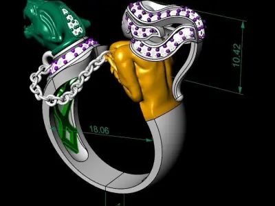 Ring Magerit girl with panther 3D print model