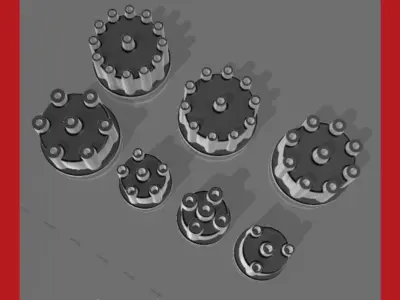 Scale auto distributor caps 3 to 12 cylinders  3D print model