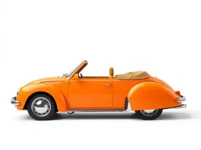 Orange Classic Convertible model pack Low-poly 3D model