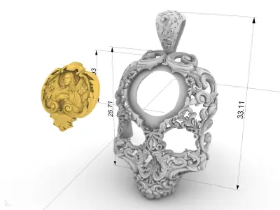 Skull ornamental  pendant jewelry 3D print model
