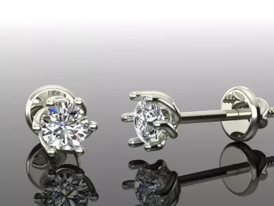 Women Diamond Earrings 3D print model 5