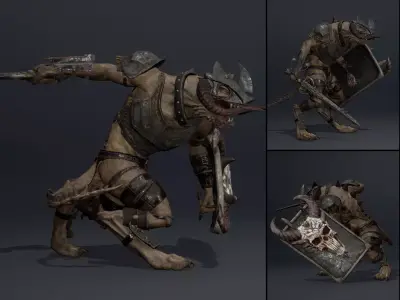 Ghost Swordman Arm1 Brutal Low-poly 3D model