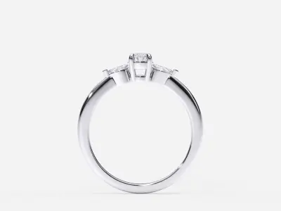 ZDR0215 engagement ring with three stones 3D print model