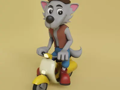 Cartoon Biped Wolf 3D model