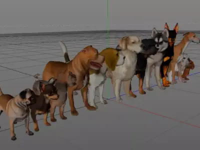 12 Realistic Dog PACK 3D Models Pack  Detailed Textures  3D model