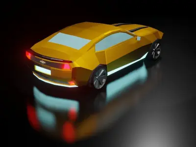 Low Poly  Car With  Glossy Gold 3D model