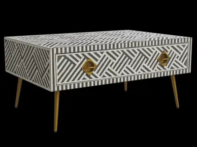 Black Stripe Coffee Table Low-poly 3D model