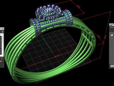 Rose Gold Diamond Woman Bracelet 3D Print Model 3D print model 11