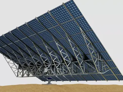Solar Tracking Pole-5x8 Panel Layout SOLAR-SIM V01 Low-poly 3D model