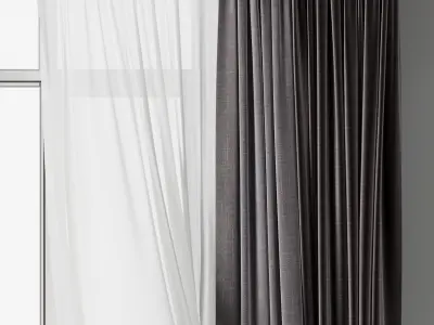 curtains when open window 02 Low-poly 3D model