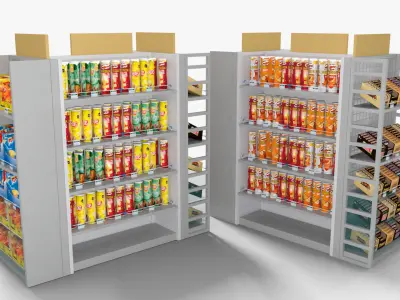 Supermarket Shelves Chips Pack Low-poly 3D model