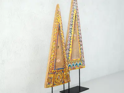 Indonesian Triangular Wood Carving 3D model