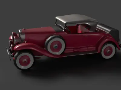 Red vintage car   Low-poly 3D model