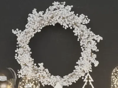 Christmas White silver decoration set Luxury 3D model