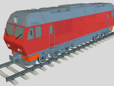Train with wagons 3D model