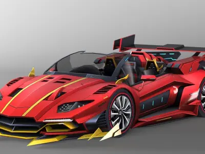 Transformer 3D Model robot and sports car 3D model
