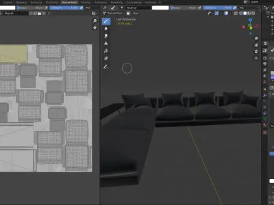 Sofa PBR Game Ready sectional with pillows Low-poly 3D model