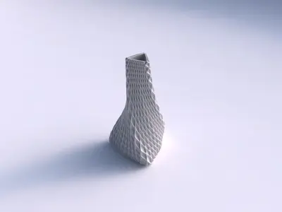 Vase twist tilted triangle with grid piramides 3D print model