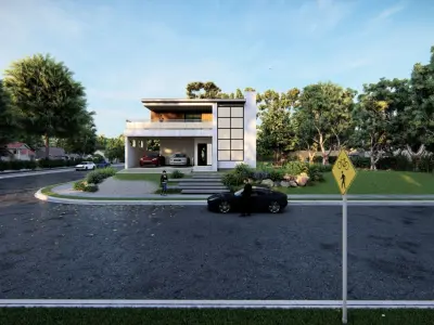 3 Bedrooms Modern villa Low-poly 3D model