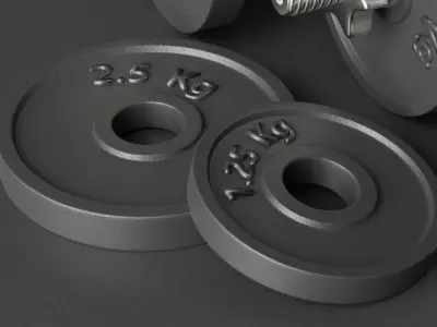 dumbells set of dumbbells and weight plates Low-poly 3D model