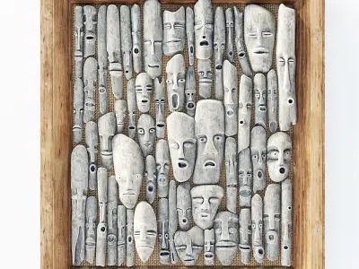 Wood faces panel decor n1 3D model