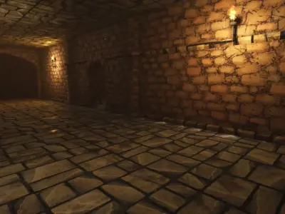Wine Cellar set Unreal engine project included Low-poly 3D model