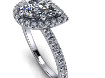 Modern Halo Cross TearDrop Solitaire Engagement Wedding Band 3D print model