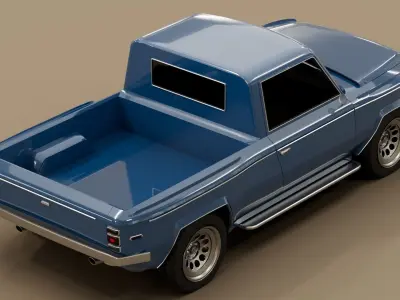70s generic pickup truck suv  Low-poly 3D model