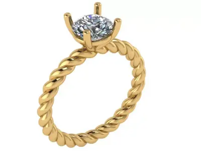 Rope shank solitare ring  3D print model