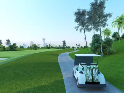 Golf course Low-poly 3D model