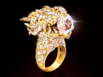 Luxury Diamond Dragon Ring 3D print model