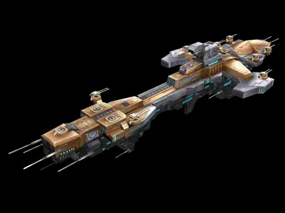Extra large fortress type - big spaceship 02 3D model