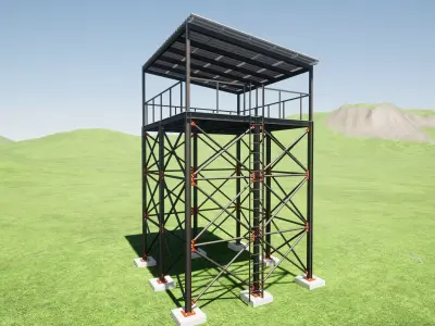 observation tower steel building 3D model