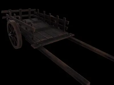 Old Cart Game Ready - Low Poly PBR 3D Model Low-poly 3D model
