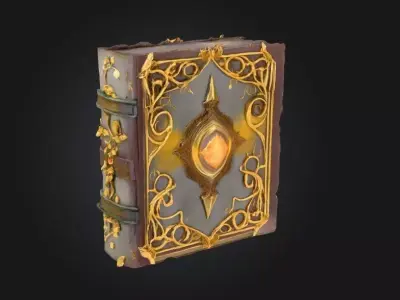 Grimoire Magic book 3D model Bundle of 4 Low-poly 3D model