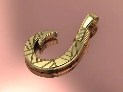 Hook Pendant Elegant Jewelry Gold 3D print model